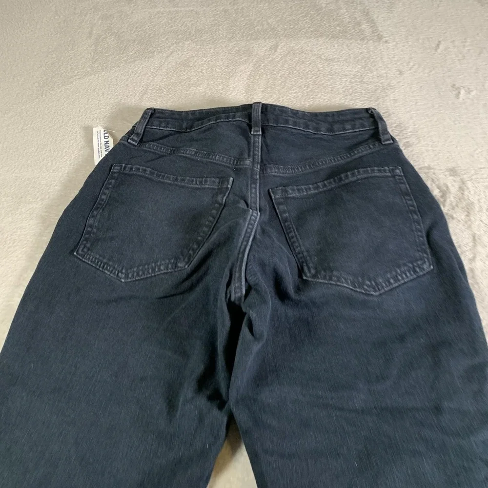 Old Navy Jeans Womens 2 Dark Wash High Rise Curvy OG Straight Distressed Raw Hem